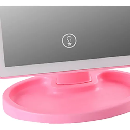 Espejo De Maquillaje Led Recargable Espejo Iluminado Rosado