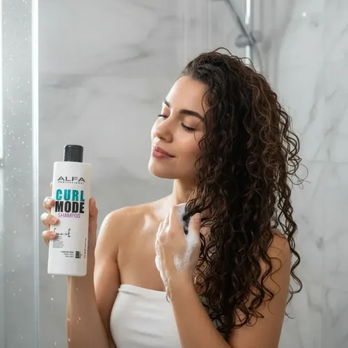 shampoo rulos ALFA FREE OF curl mode apto curly hidratante anti frizz 430 ml