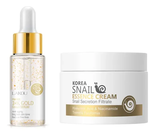 Kit Hidratante Facial Laikou Snail, 2 Unidades, Skin Radianc Normal Día/noche