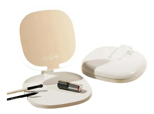 Espejo Luz Led Tactil Recargable Cuadrado Maquillaje Usb