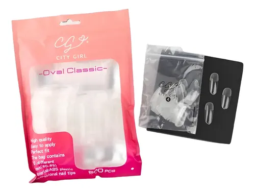 Tips Soft Gel Press On Uñas Prelimadas Bolsa City Girl 600u Oval Classic