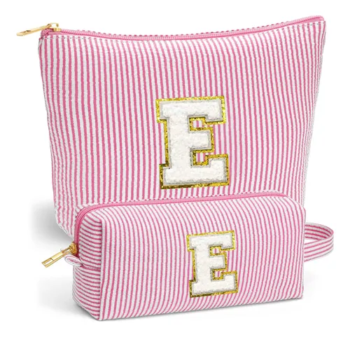 Set De Neceseres De Viaje Fohufo Pink Initial E Travel Toile
