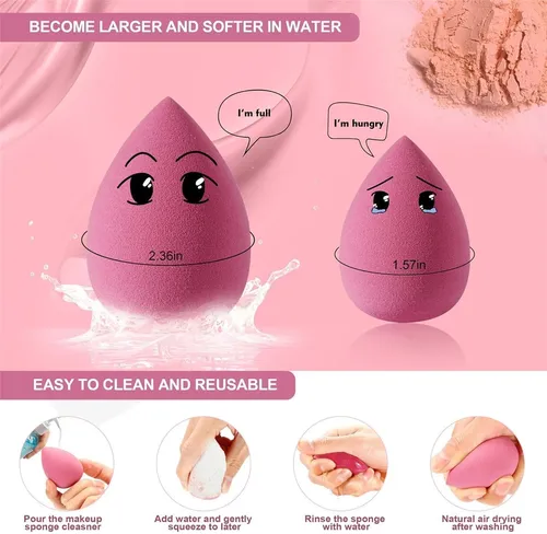 Set 4 Esponjas Maquillaje Para Difuminar Bases Con Estuche