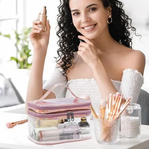 M Li Neceser Transparente Bolsa De Maquillaje De Doble Con ,