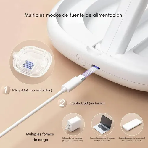 Espejo Maquillaje Doble Aumento X10 Luz Led Portátil