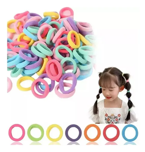 Xh 700 Gomas Para Cabello Donut Multicolor Niñas Coral Claro Sólido