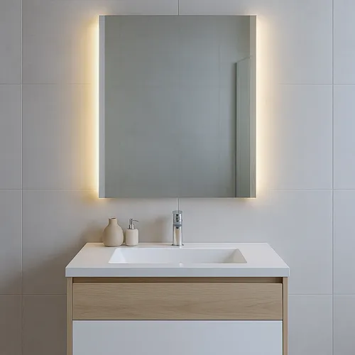 Espejo Rectangular Con Luz Led Marco Esmerilado 70×90 Cm