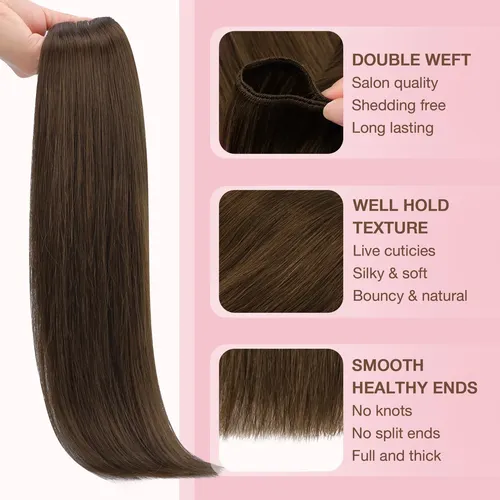 Extension Cortina De Pelo Humano Real 35cm 80g Marron Chocol