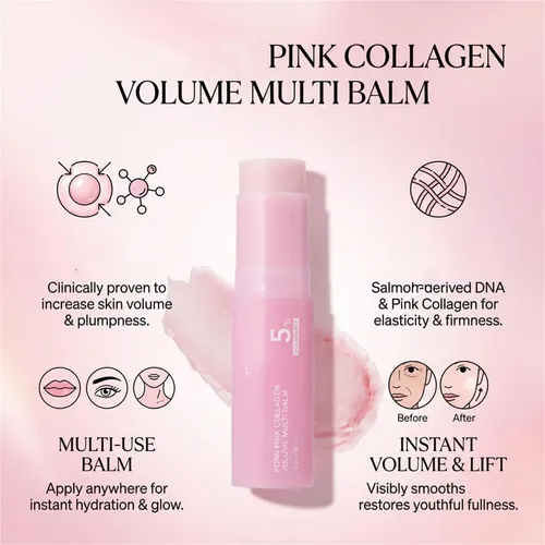 Bálsamo Múltiple Volumen De Colágeno Rosa, Labios Y Cuello,