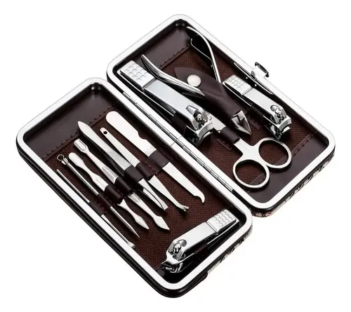 Set Manicura Pedicura 12 Piezas Acero + 9 Perfiladores Cejas