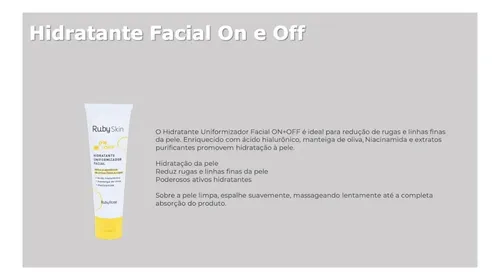 Creme Hidratante Facial On+off Ruby Rose Skin 50g Tipo de pele Normal