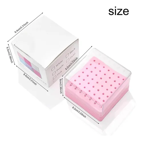 49 Hole Nail Polishing Accessory Holder For Drill Bits Pink