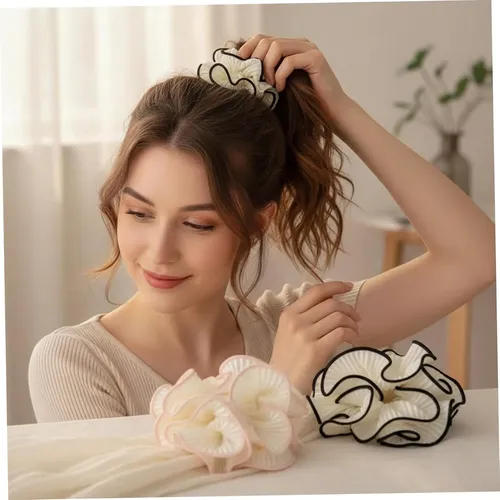 4pcs Oversized Double Layer Ruffled Scrunchies