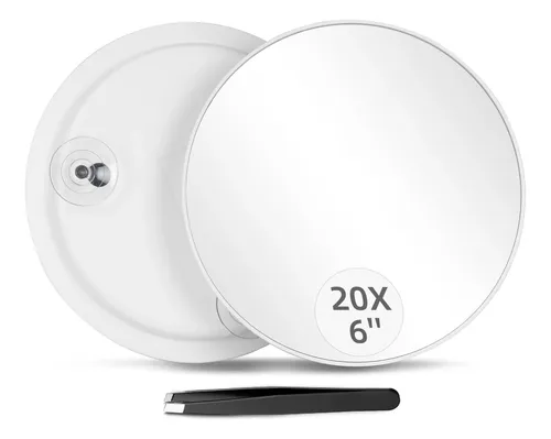Espejo De Aumento 20x Con Pinzas 15cm Blanco