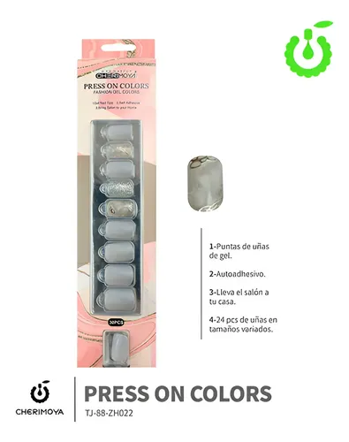 Kit de Uñas Press On Autoadhesivas Cherimoya Gold con 30 Tips