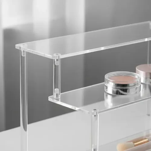 Exhibidor Acrílico 3 Pisos Organizador Maquillaje Cosmética Transparente