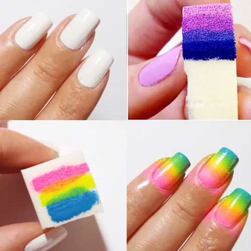 12 Esponjas De Uñas Degradadas Para Manicura Con Decoloració
