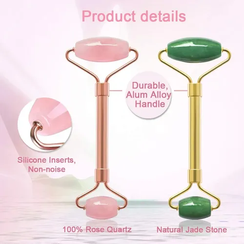 Rodillo Facial Zs Zeshin De Jade Y Cuarzo Rosa, Pack De 2