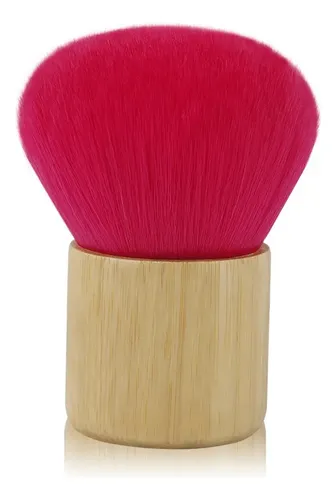 1 Brocha Para Polvos Sueltos Pelo Rojo Mango Bambú