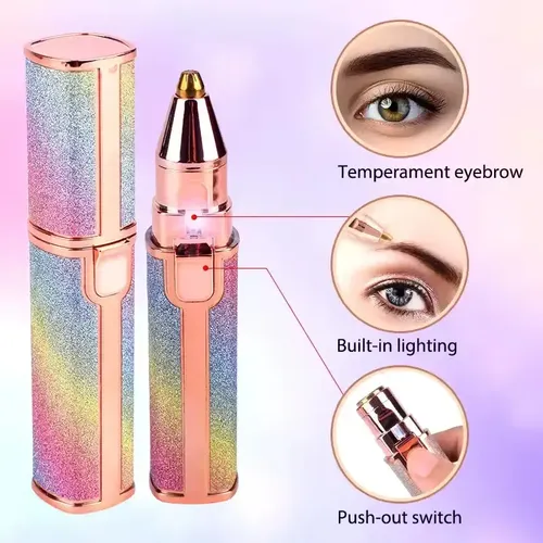 Depilador Removedor Cejas/vello 2 En 1 Usb Mujer Arcoíris Recargable Portátil Precisión Facial Indoloro Compacto Diseño Elegante