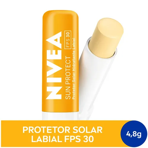 NIVEA Bálsamo Labial Sun Protect FPS 30 4,8g, Hidratación Intensa 24h, Protección Solar, Cuidado Diario, Manteca de Karité