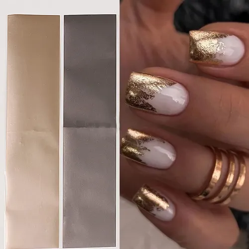 Lámina De Uñas Silpecwee, 10 Rollos De Oro Metalizado, Plata