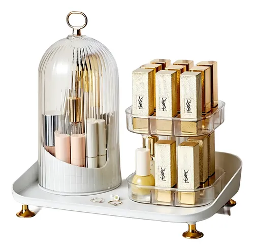 Organizador Maquillaje Porta Cosmético Giratorio Escritorio Transparente
