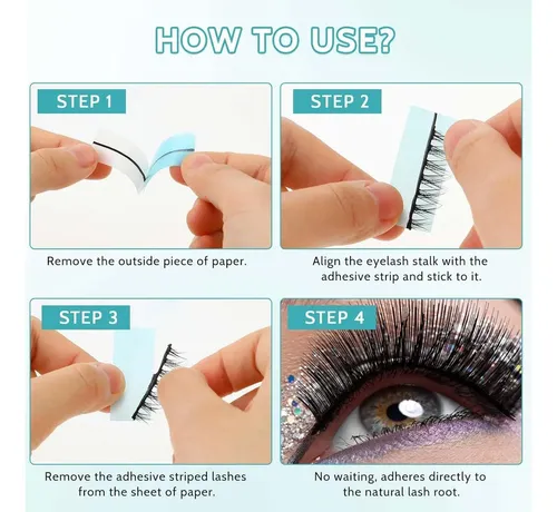 Cinta Adhesiva para Pestañas Postizas Mozeat Lens, Pack con 120 Tiras Negras