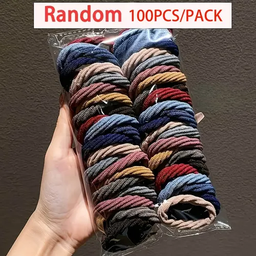 Pack 100 Colitas Elásticas Para El Pelo Multicolored Liso