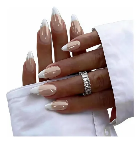 Uñas Postizas Cromadas Sxvme French Nude 24 Piezas