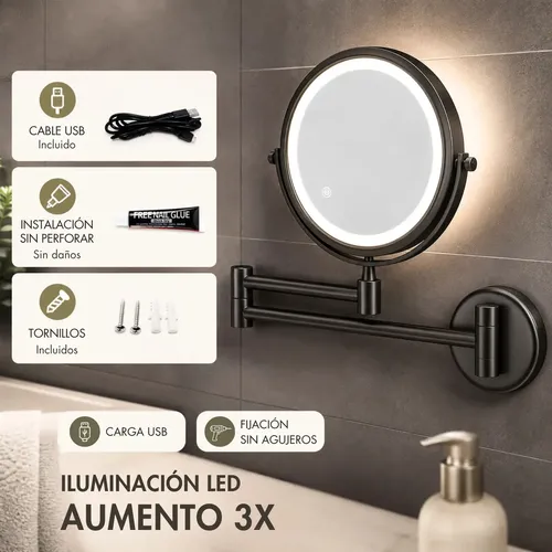 Gimify F97TJ5H7S977H5 Redondo – Luz cálida / Blanco cálido – Plateado – Recargable 20 cm (Incluye: Con luz)