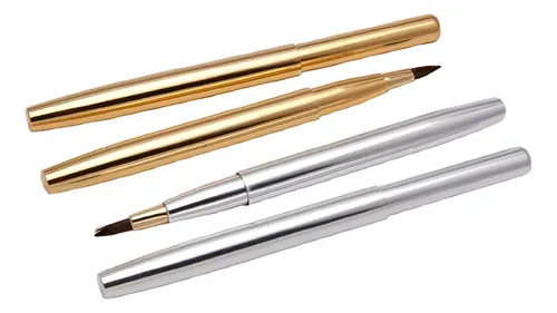 Pack X2 Pincel Delineador Labios Ojos Retráctil Metal 11,5cm