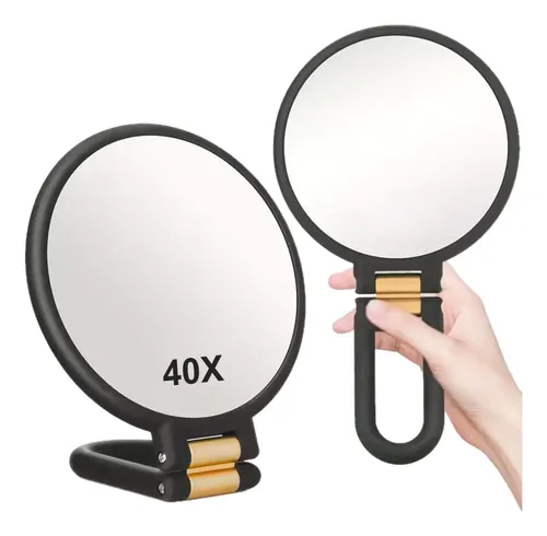 Espejo De Aumento 40x, Espejo De Mano Doble Cara Con