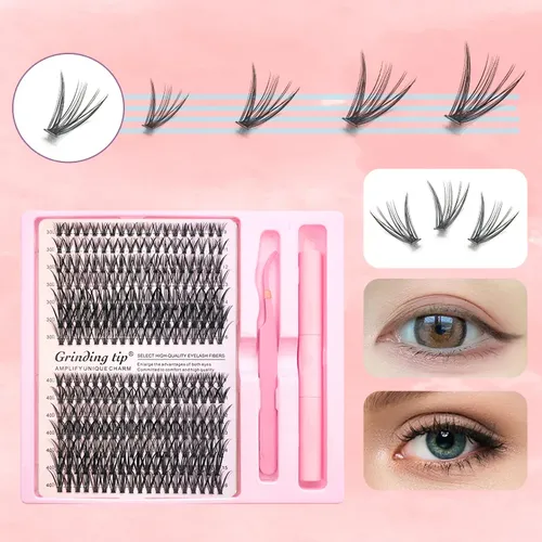 Kit Extensiones De Pestañas En Grupos Con Pinza Y Aplicador 30/40djiu-2