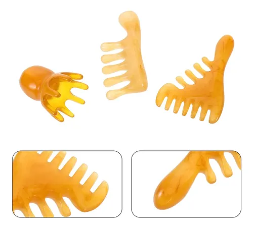 3pcs Peines Gua Sha De Resina Ámbar Para Masaje Meridiano