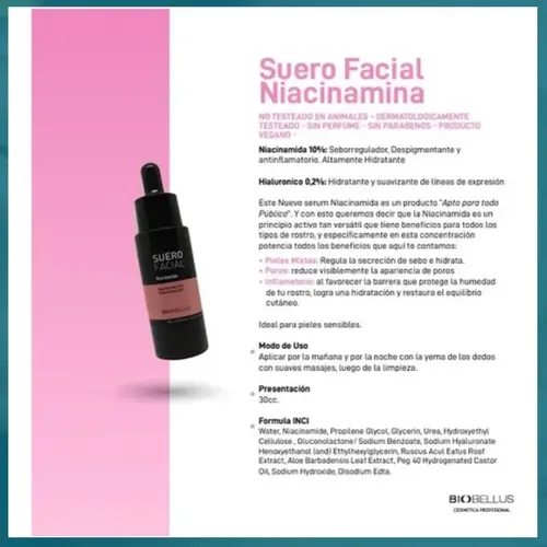 Suero Facial Niacinamida X30cc Piel Mixta Biobellus