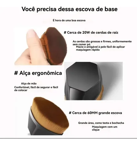 Pincel Mágico Con Base Ovalada Hexagonal Makeup
