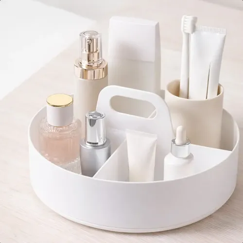 Organizador Giratorio De Plástico Desmontable Color Blanco