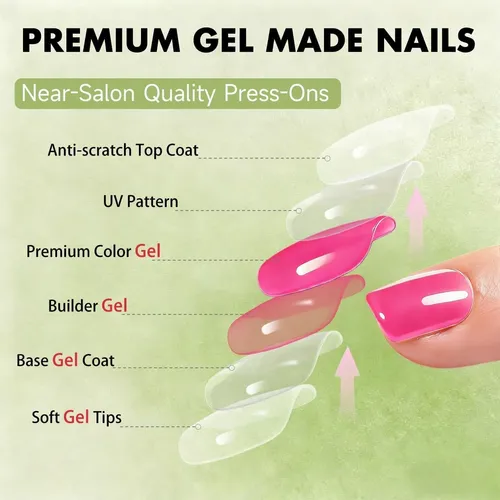 Uñas Postizas Sxvme Soft Gel Short Square 30 Pzas, Rosa