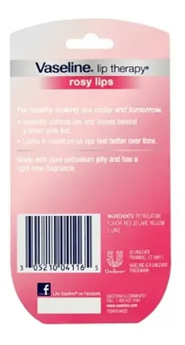 Protector Hidratante Labial Vaseline Lip Therapy Rosy Lips, 2 Pack (7 g) Each