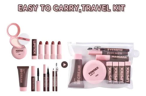 Kit De Maquillaje Completo 9 Piezas, Crema Bb, Cejas, Lápiz