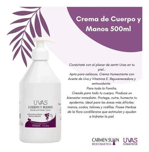 Crema Cuerpo Y Manos 500ml Uvas Cosméticos