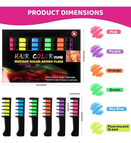 Peinetas Festivas Y Divertidas Con Tiza, 6 Colores, Para Fie
