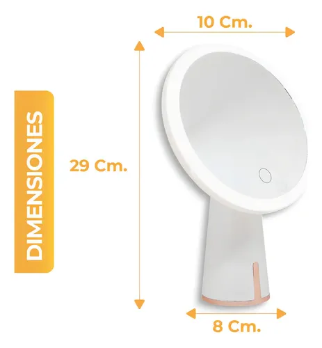 Espejo Maquillaje Led Practiled USB 30 Leds 3 Tonos Luz Ajustable Blanco