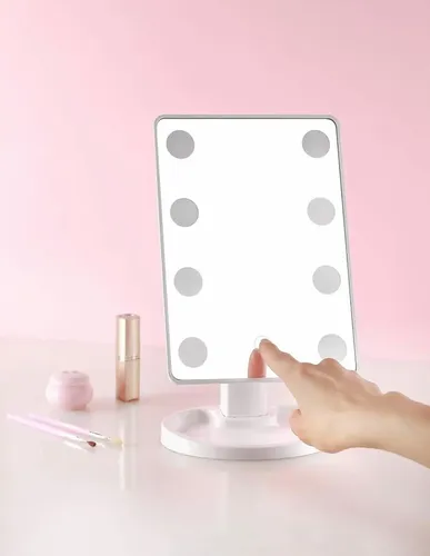 Espejo Para Maquillaje Luz Led 3 Cambios Rotación 360 Grados