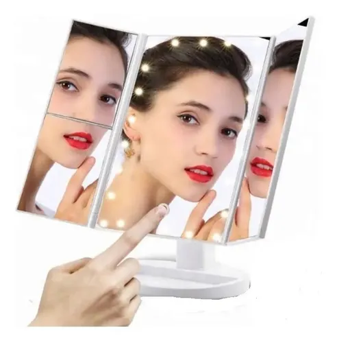 Espejo De Maquillaje De 3 Solapas Con Carga Con Usb Color Del Marco Blanco