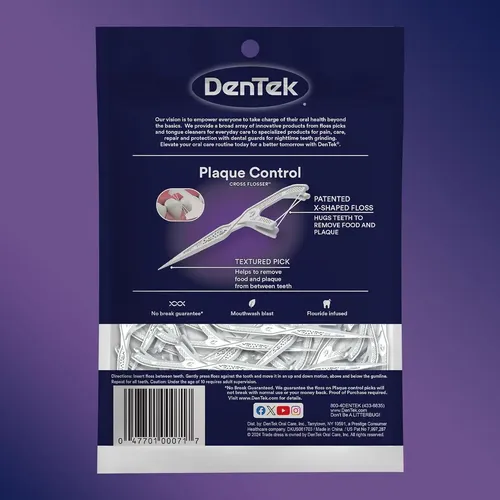 Palillos Hilo Dental Dentek Cross Floss Picks Plaque Control 75u