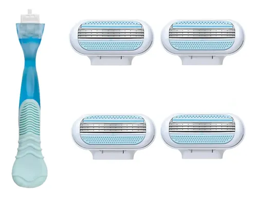 Afeitadora Femenina De Mango Largo, 3 Cuchillas Con Lubricac