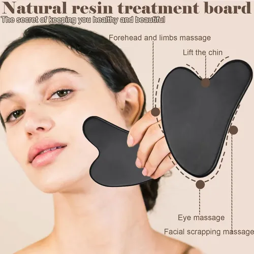 Set Gua Sha Y Rodillo Facial Ao Yee Zgl Resina Negro