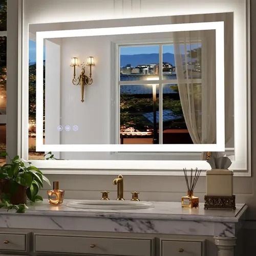 Espejo Baño Led Grande 60×40 Dimmable Antivaho Luz Frontal